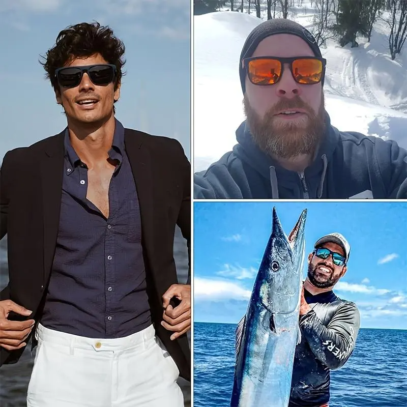 4-Pack Fashion Vintage Square Polarized Sunglasses Men Women Driving Fishing Luxury Brand Designer Sun Glasses Driver's Eyewear UV400