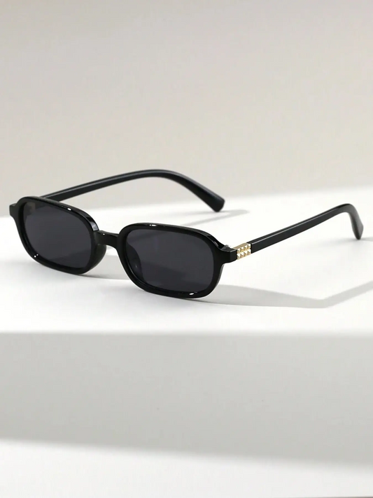 1pc Vintage Fashion Eyeglasses, Rectangular Small Frame, Narrow Frame Decorative Glasses