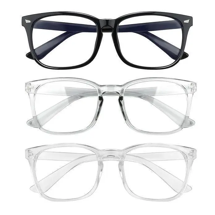 Ergonomic Bluelight Blocking Glasses for Women & Men, Square Frame, Flexible Fit, 99% Blue Lights Blockage