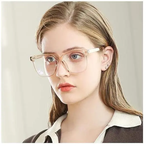 Ergonomic Bluelight Blocking Glasses for Women & Men, Square Frame, Flexible Fit, 99% Blue Lights Blockage