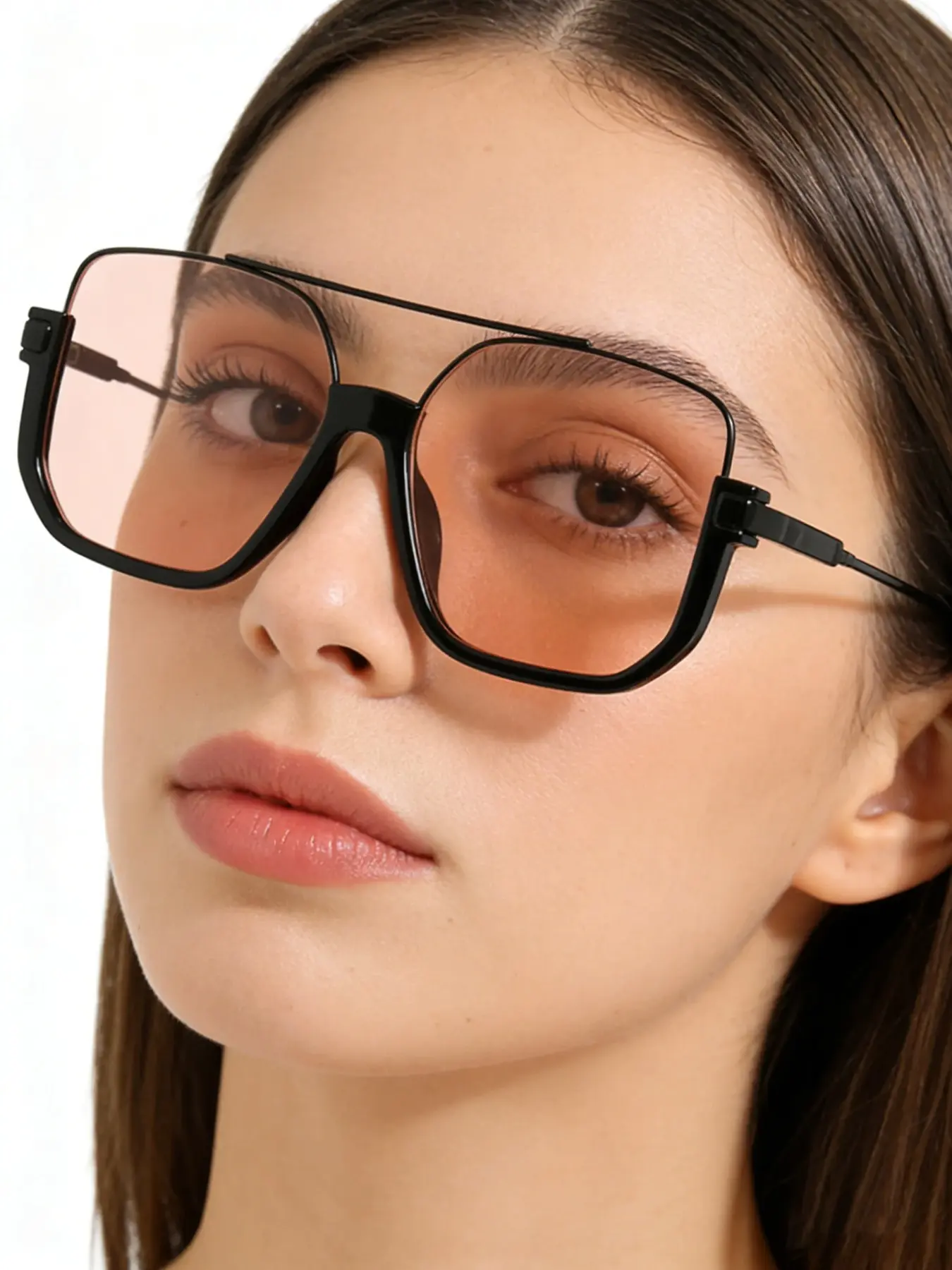 Unisex Vintage Large Frame Top Bar Design Tinted Lens Sun Protective Sunglasses