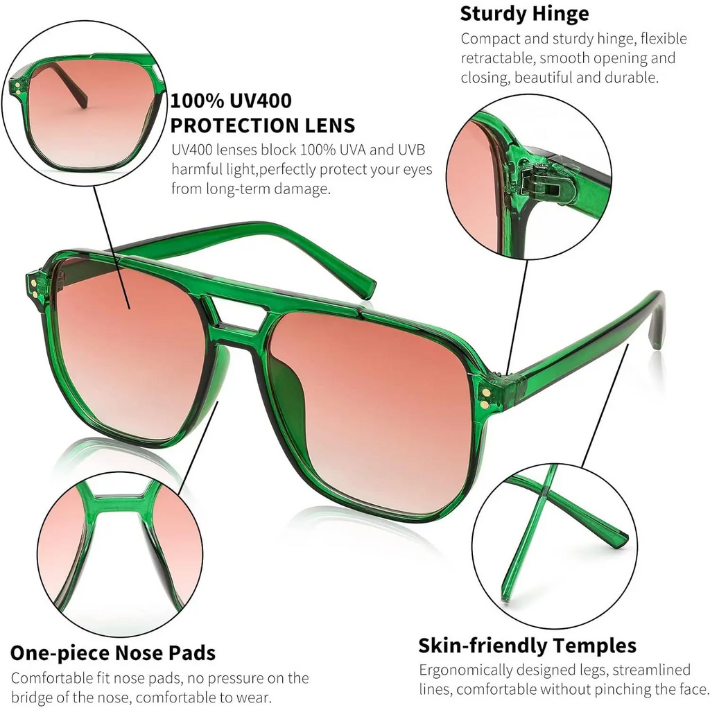 Retro Square Sunglasses Women Men 70s Vintage Trendy Plastic Frame Sun Glasses