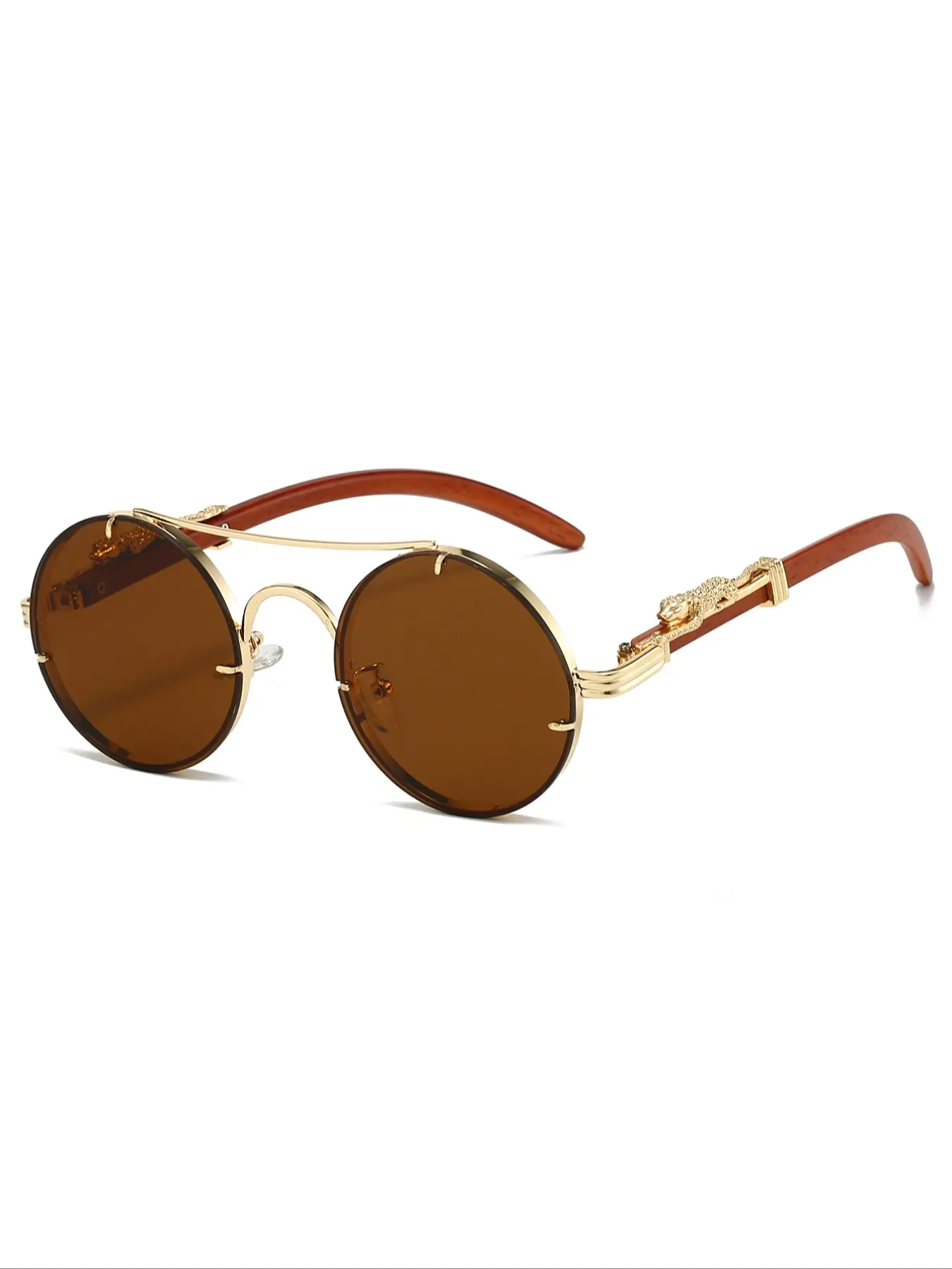 Women's New Fashion Round Frame Eyeglasses, Leopard Decor Design