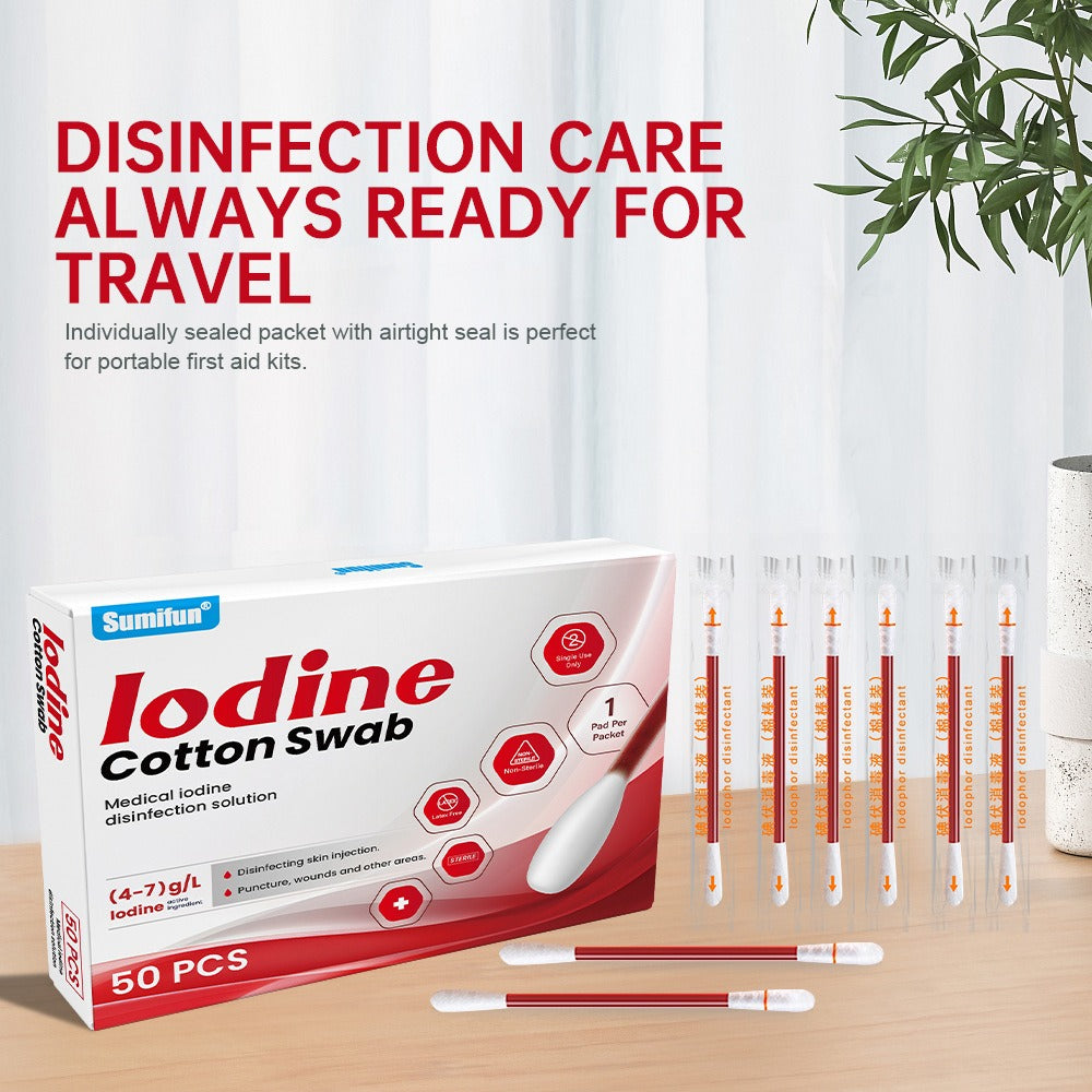 1Pcs Disposable breakable iodine swabs for emergency disinfection