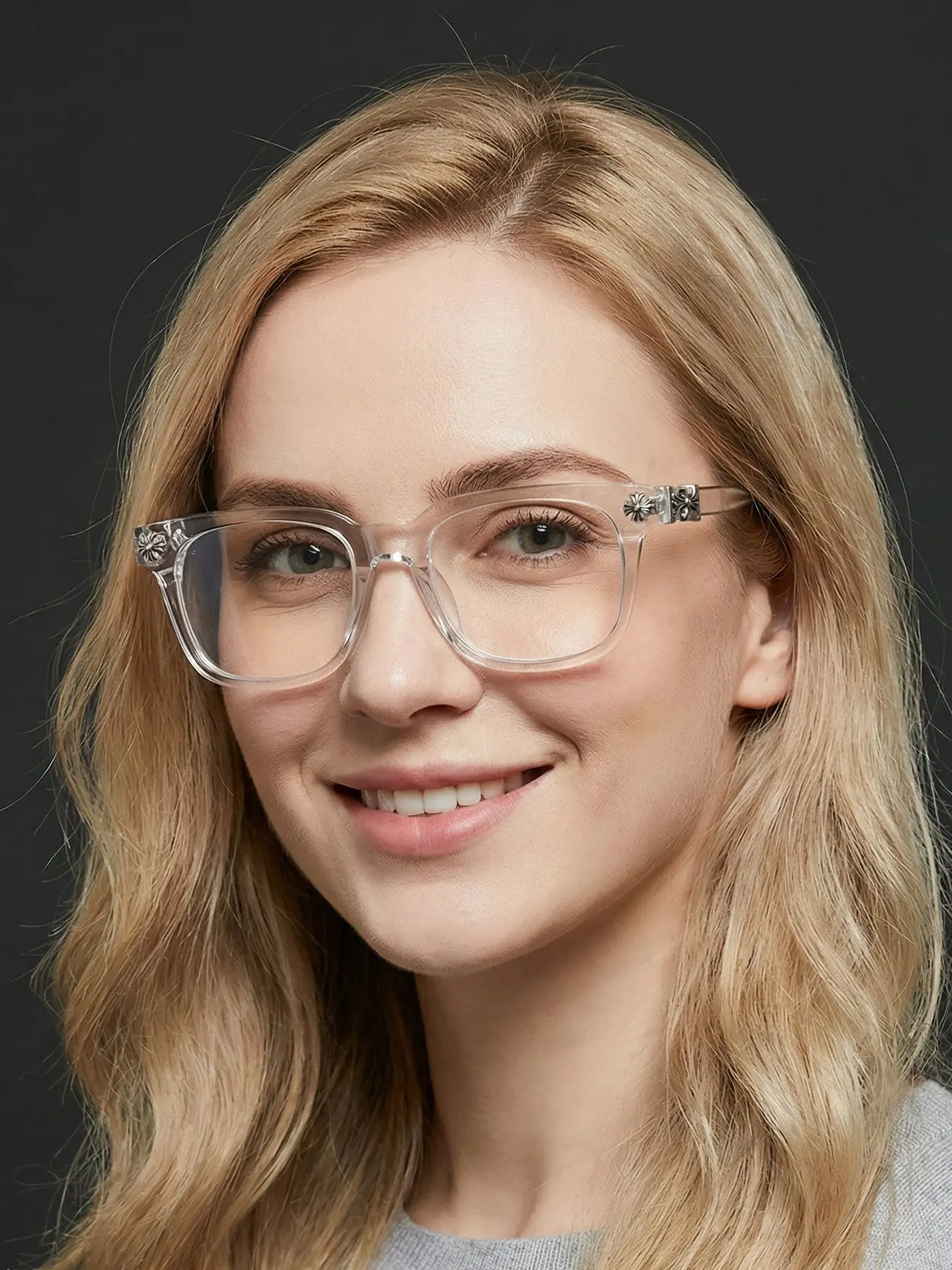 New Trendy Fashion Square Frame Flat Lens Anti-Blue Light Glasses