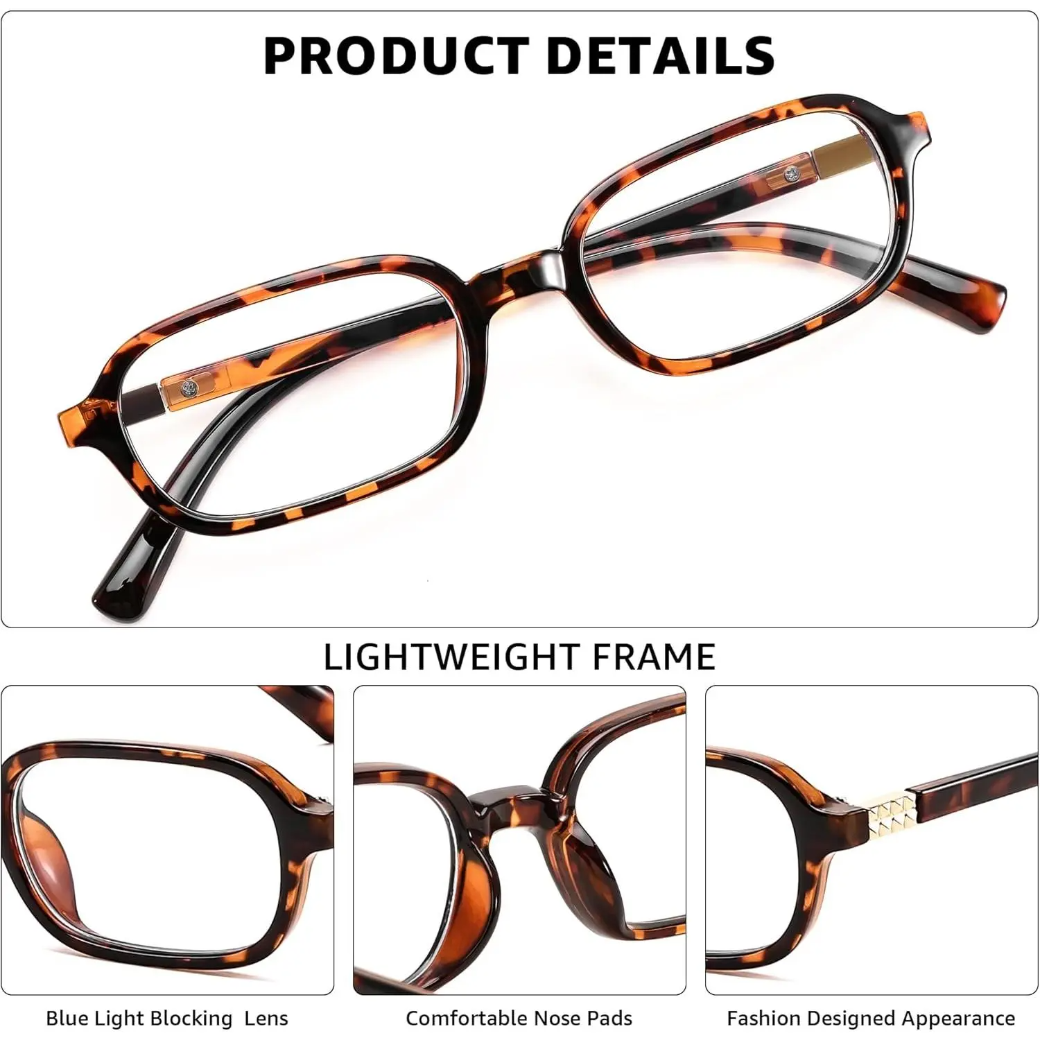 Fashion Rectangular Blue Light Glasses for Women Retro Small Frames Vintage Trendy 90s Square Eyeglasses