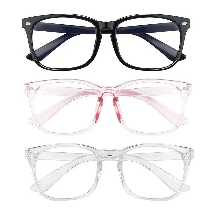 Ergonomic Bluelight Blocking Glasses for Women & Men, Square Frame, Flexible Fit, 99% Blue Lights Blockage