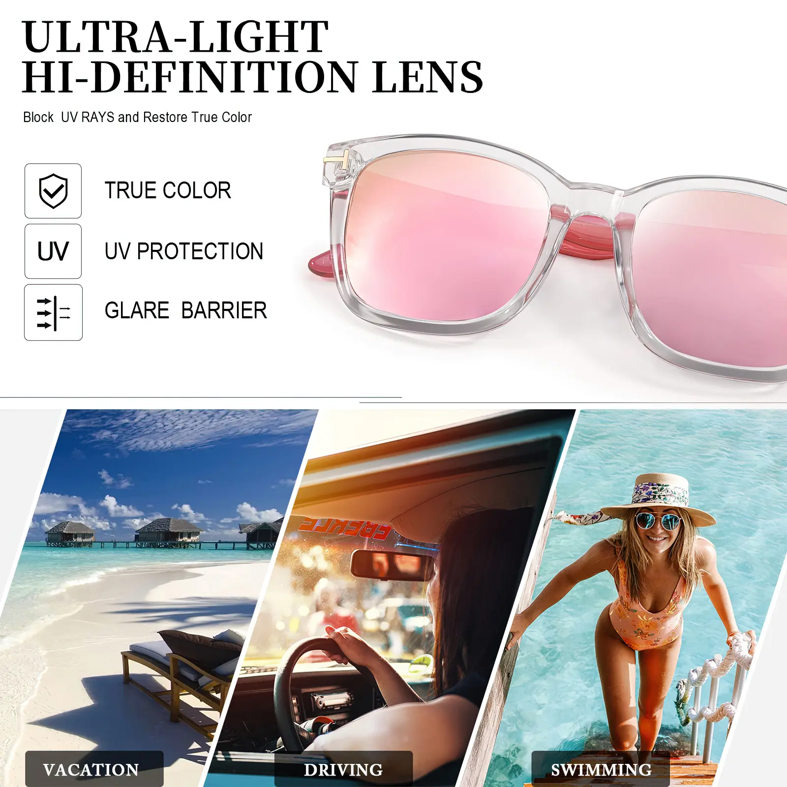 Polarized UV400 Protection Fashion Sunglasses for Women