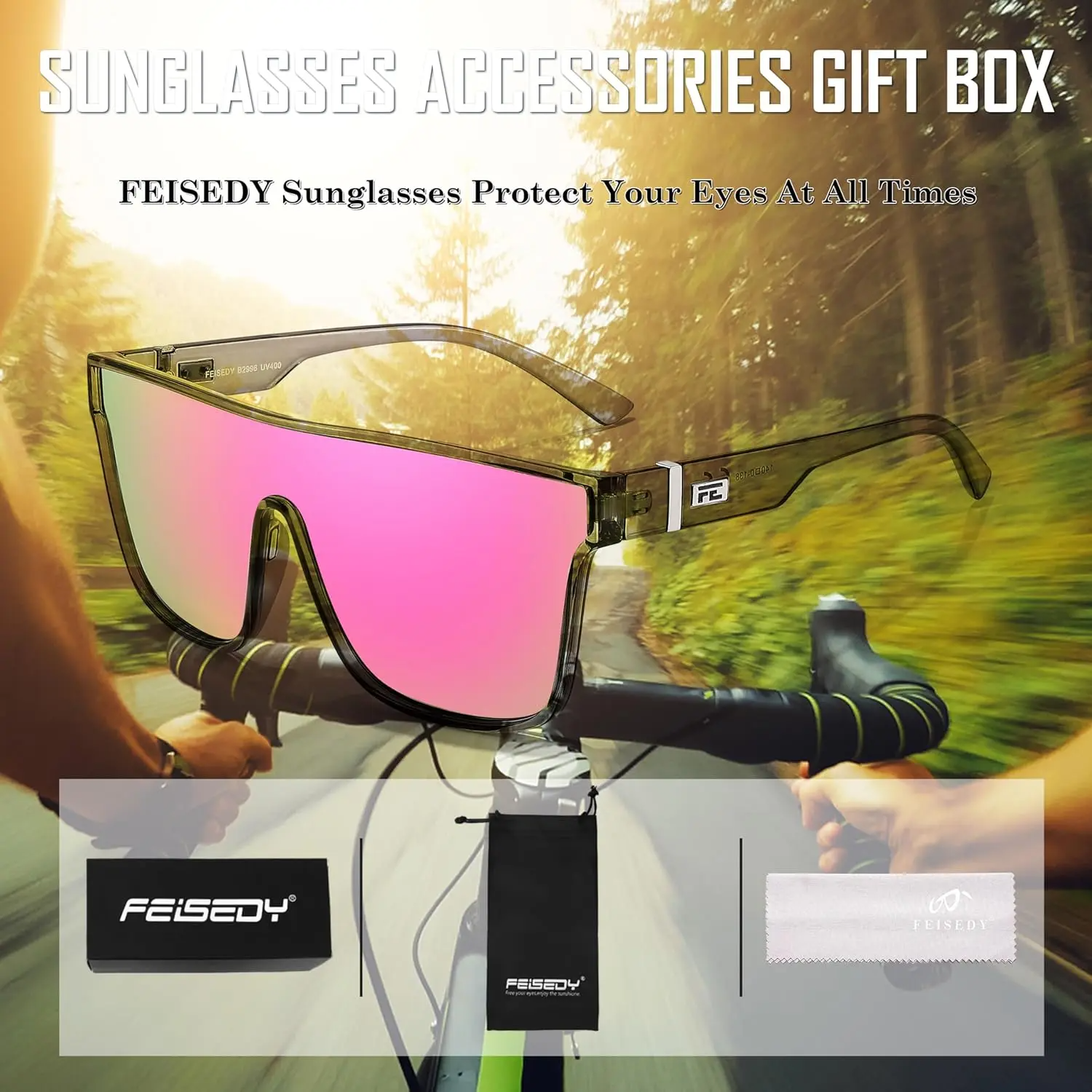 Fashion Flat Top Sunglasses Trendy Oversized Square Shades Women Men UV400
