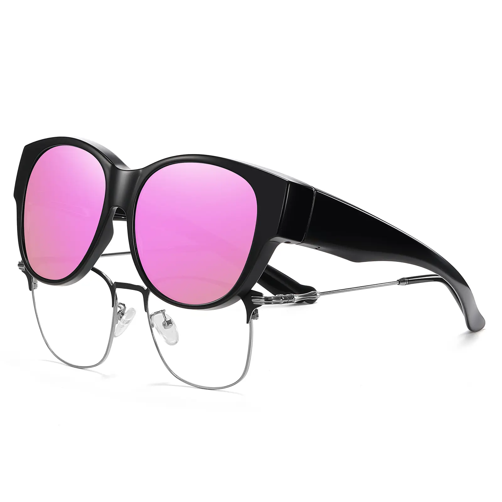 Women's Fit Over Glasses Polarized Sunglasses - Street Style, Trendy Casual, Statement Frame, Durable & Lightweight