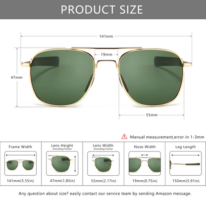 Men's Military Polarized Aviator Sunglasses UV400 Protection Unisex HD Lens