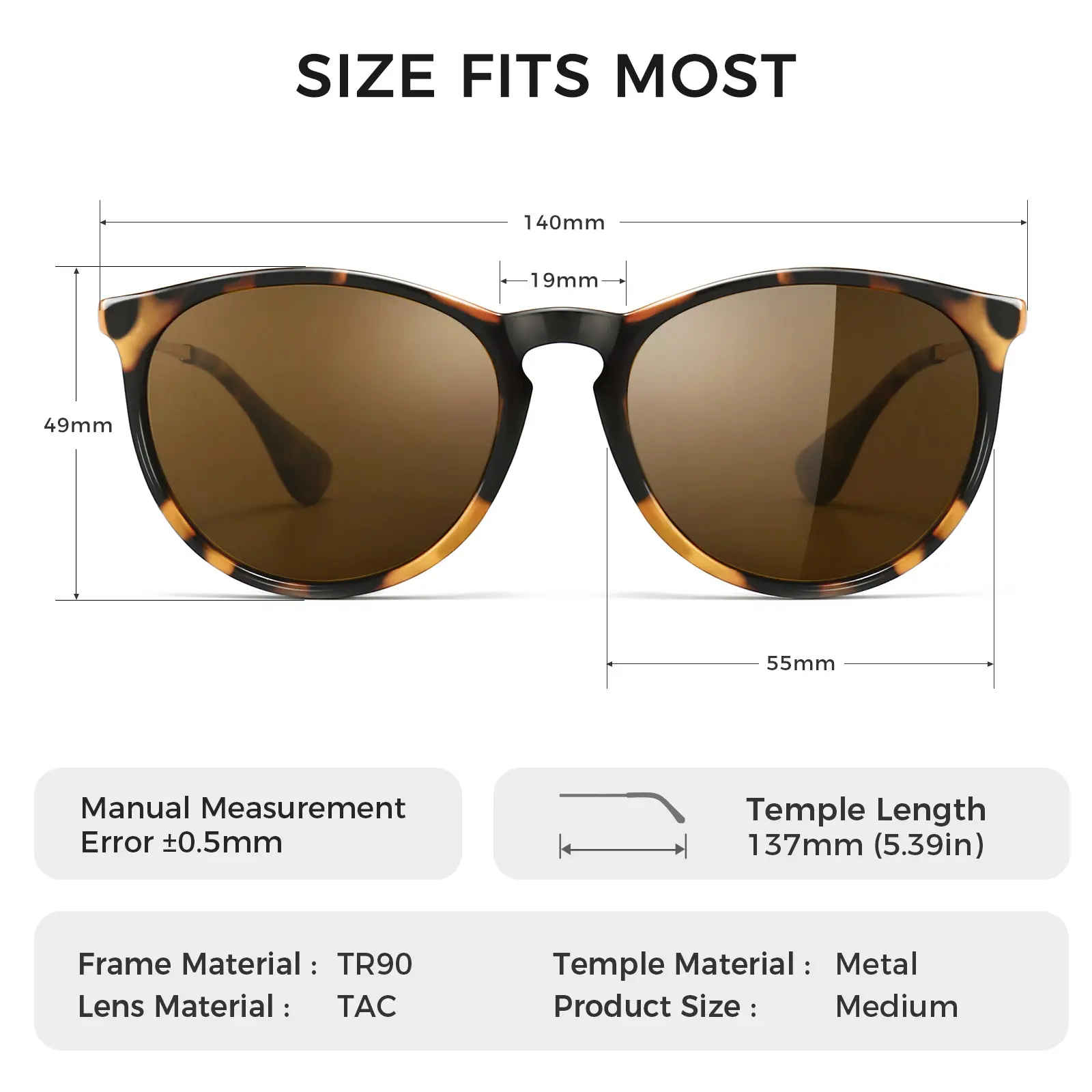 Vintage Tortoiseshell Sunglasses for Women Men Classic Retro Round Shades