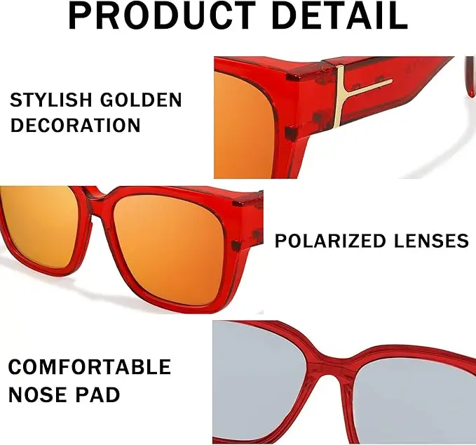 Mirrored Sunglasses Polarized Fit Over Glasses for Women Men for Driving