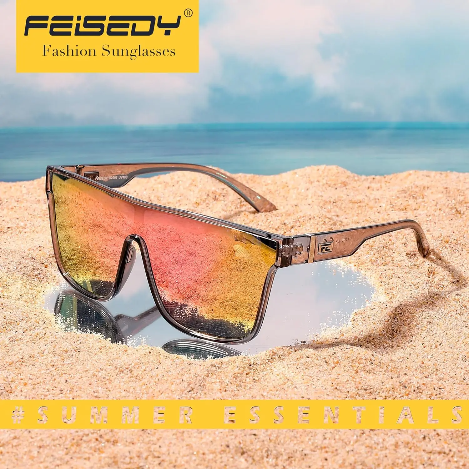 Fashion Flat Top Sunglasses Trendy Oversized Square Shades Women Men UV400