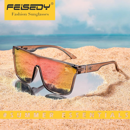 Fashion Flat Top Sunglasses Trendy Oversized Square Shades Women Men UV400