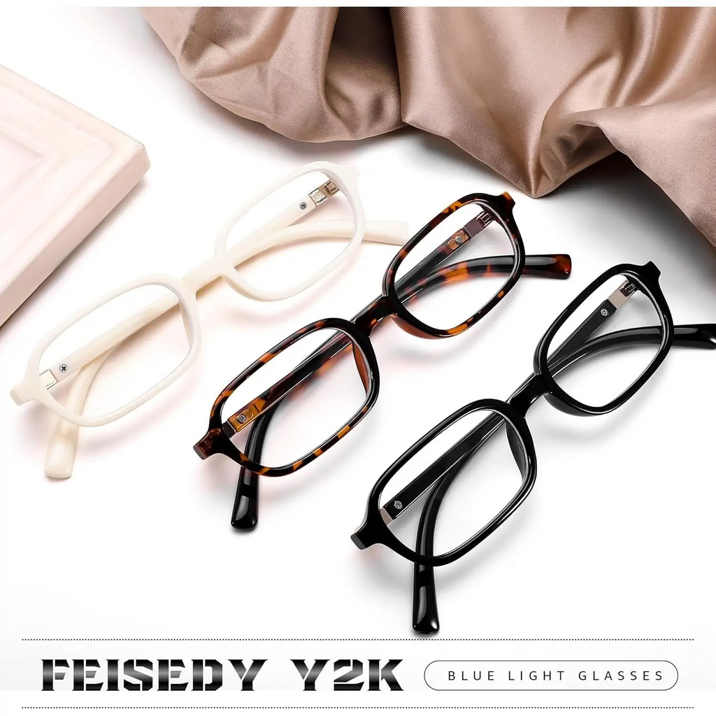 Fashion Rectangular Blue Light Glasses for Women Retro Small Frames Vintage Trendy 90s Square Eyeglasses