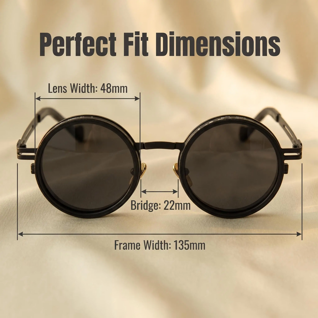 Men's Unisex Black Round Polarized Sunglasses - UV400 UV-Protection Lens, Retro Steampunk Style