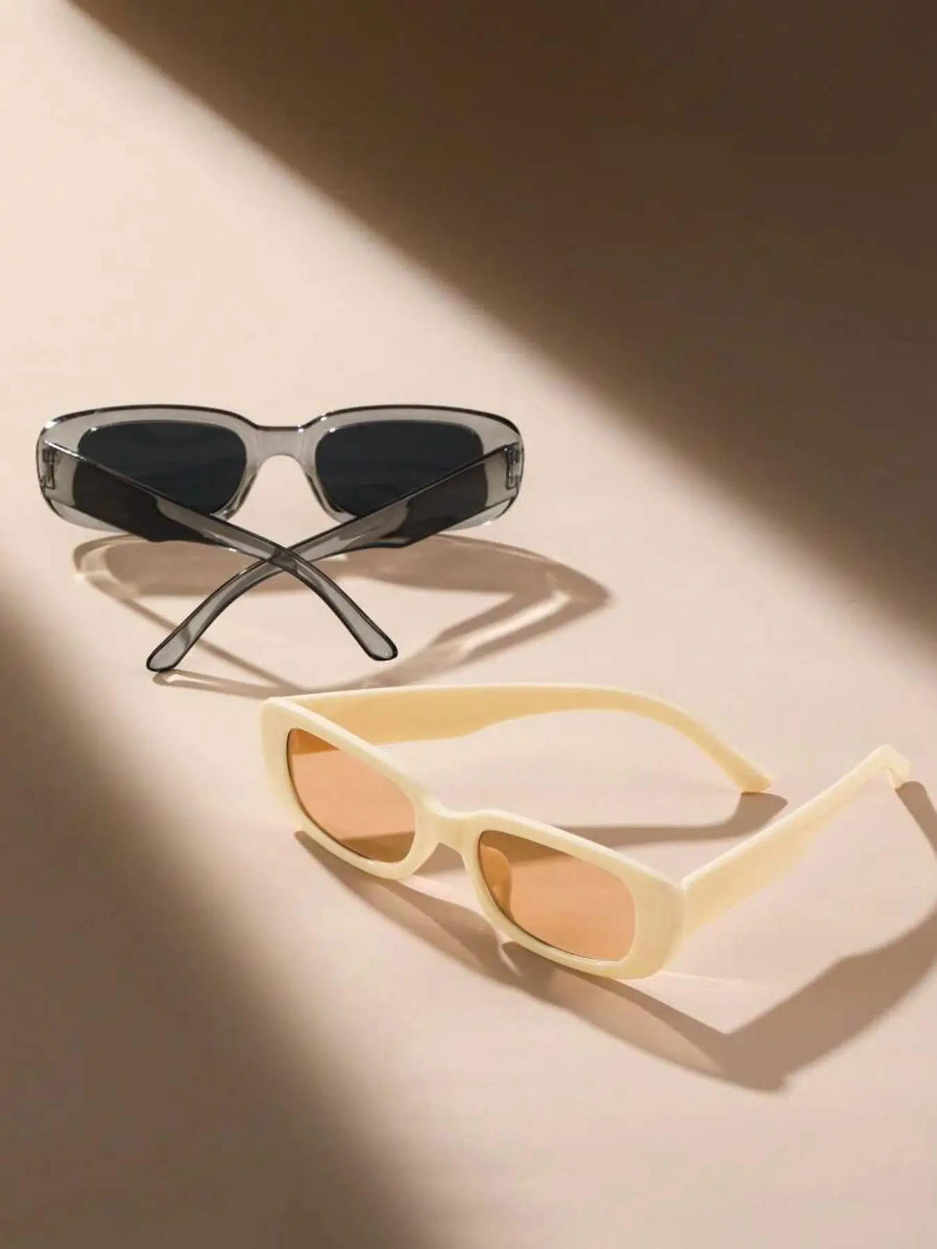 Vintage Simple Tinted Lens Sunglasses (2 Pairs), Square Frame Fashion Tortoiseshell Sunglasses