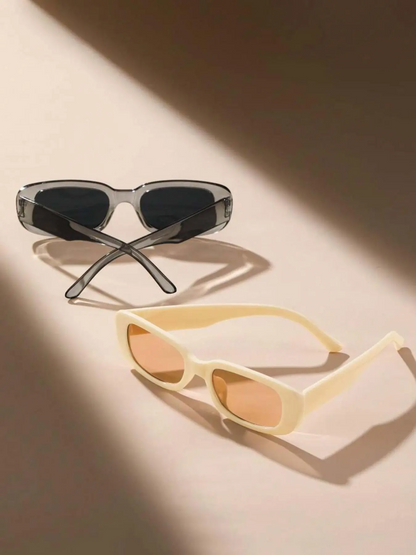 Vintage Simple Tinted Lens Sunglasses (2 Pairs), Square Frame Fashion Tortoiseshell Sunglasses