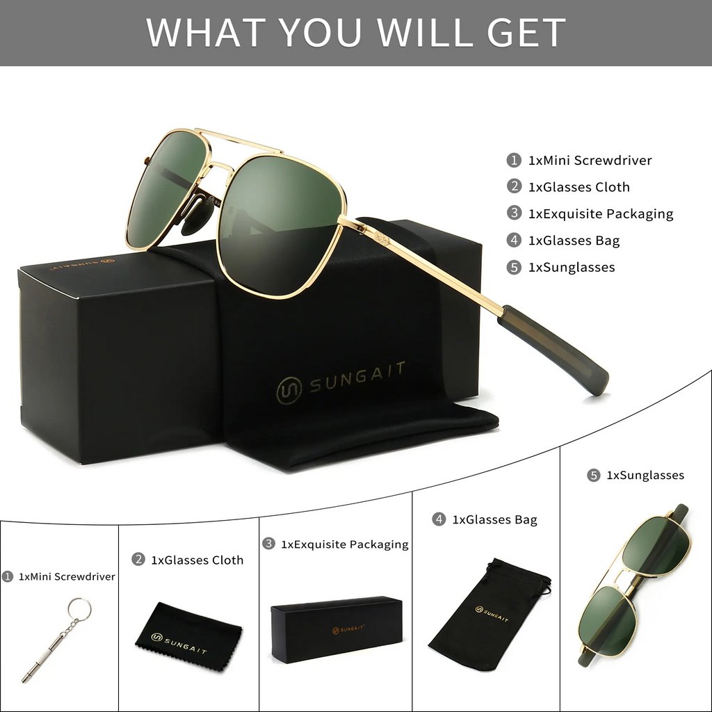 Men's Military Polarized Aviator Sunglasses UV400 Protection Unisex HD Lens