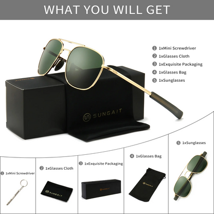 Men's Military Polarized Aviator Sunglasses UV400 Protection Unisex HD Lens