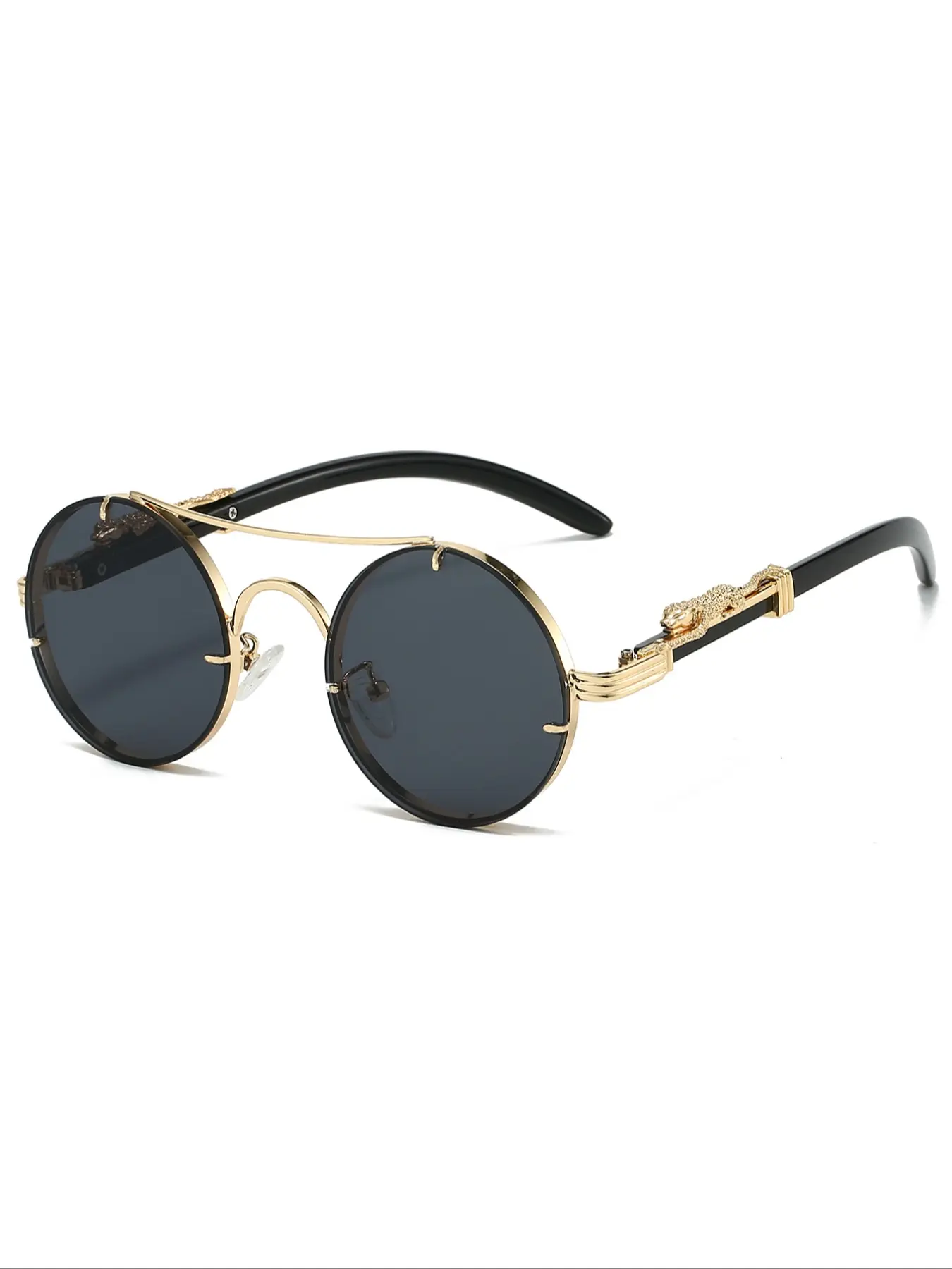 Women's New Fashion Round Frame Eyeglasses, Leopard Decor Design