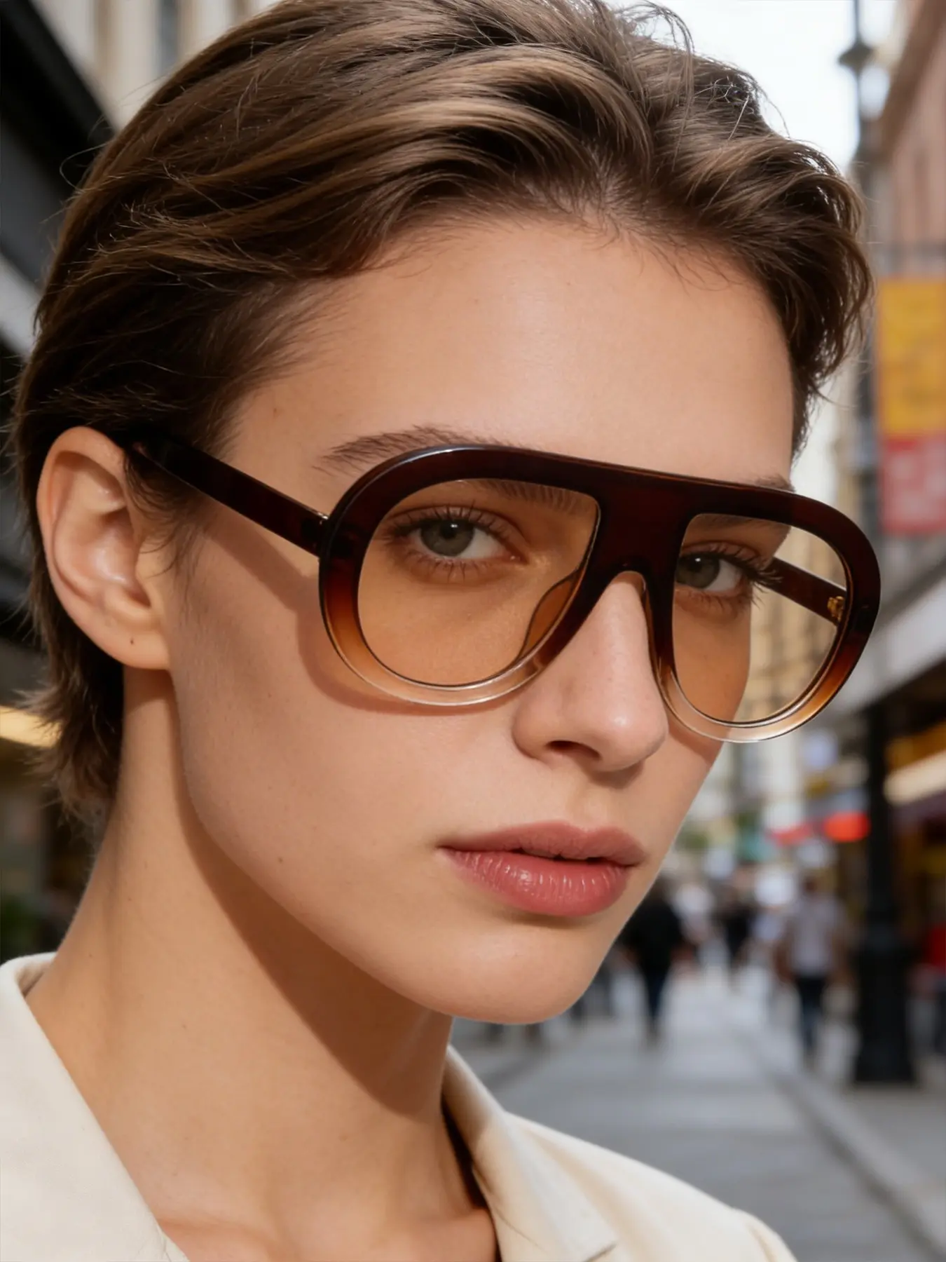 Women's Tinted Lens Sunglasses, Trendy Casual Ombre Gradient Lens Sunglasses for Everyday Use