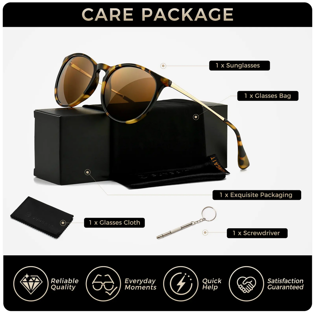 Vintage Tortoiseshell Sunglasses for Women Men Classic Retro Round Shades