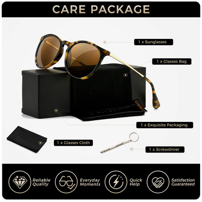 Vintage Tortoiseshell Sunglasses for Women Men Classic Retro Round Shades
