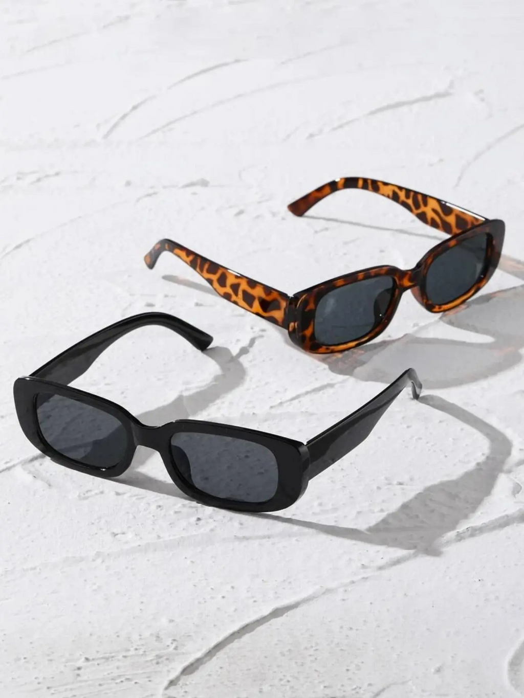 Vintage Simple Tinted Lens Sunglasses (2 Pairs), Square Frame Fashion Tortoiseshell Sunglasses