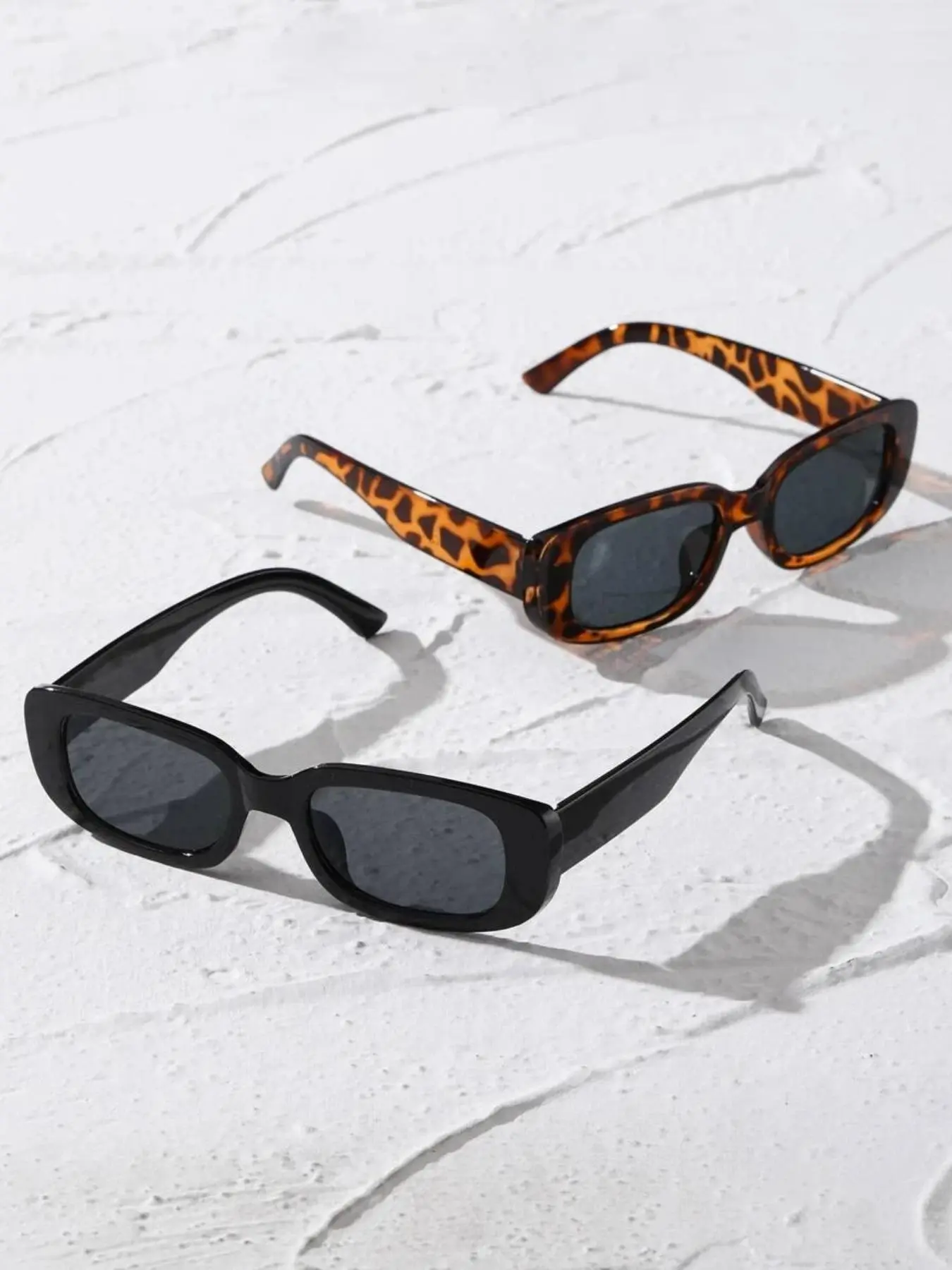 Vintage Simple Tinted Lens Sunglasses (2 Pairs), Square Frame Fashion Tortoiseshell Sunglasses