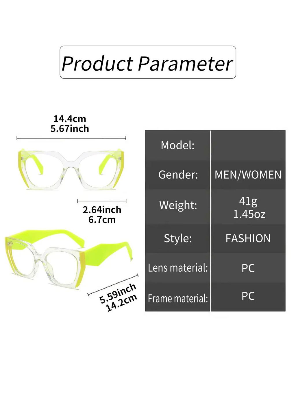 Simple Eyeglasses for Everyday Use, Basic Geometric Frame Eyeglasses for Women & Men